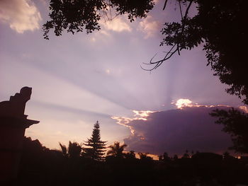 Low angle view of silhouette trees against sky