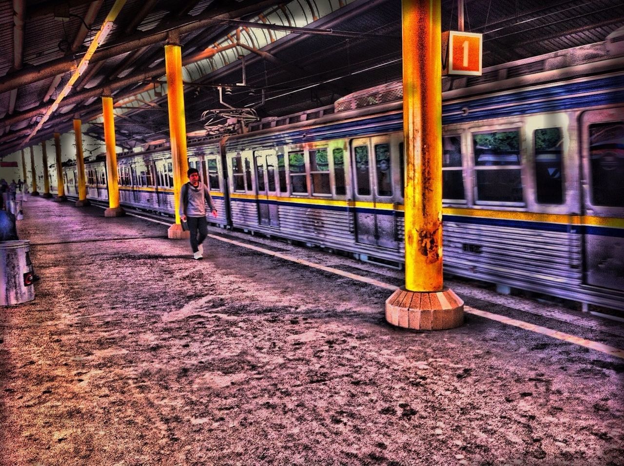 transportation, public transportation, built structure, architecture, railroad track, railroad station platform, railroad station, rail transportation, illuminated, mode of transport, building exterior, empty, night, architectural column, travel, street, train - vehicle, passenger train, train, absence