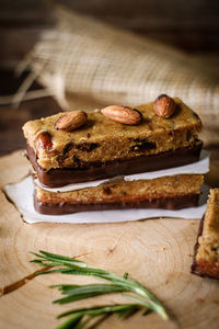 Close-up of cake on cutting board