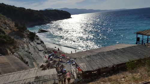 High angle view of beach against sky