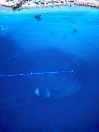 High angle view of a boat in sea