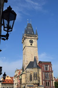 Low angle view of building against blue sky