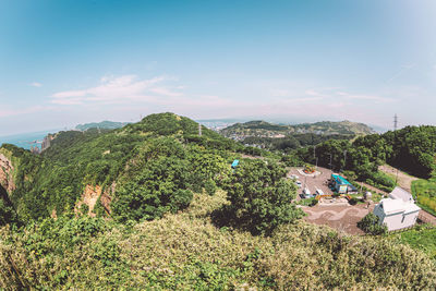 High angle view of townscape against sky