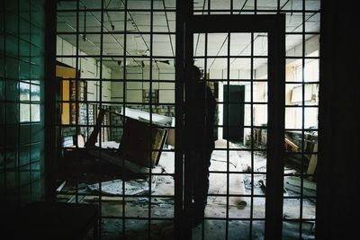 View of building through window