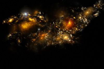 Firework display over sea against sky at night