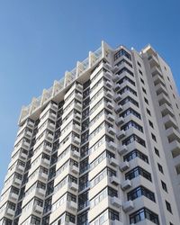 Low angle view of modern building against clear sky