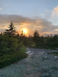 Scenic view of landscape against sky during sunset