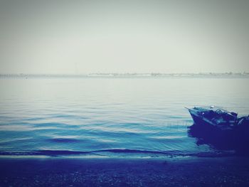 Scenic view of seascape against clear sky