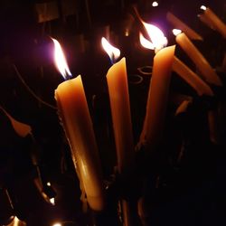 Close-up of illuminated candles