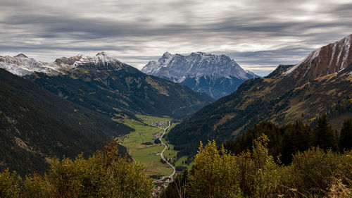 Scenic view of mountains against sky