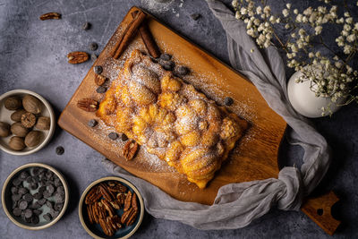 High angle view of food on table