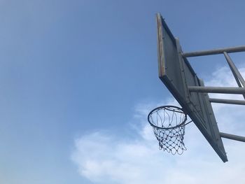 Low angle view of basketball hoop against sky