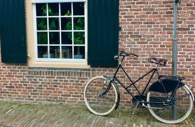 Bicycle against window