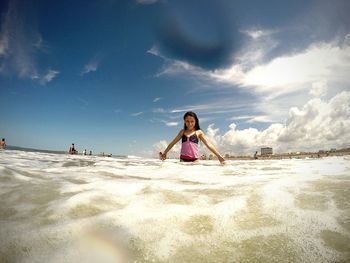 Woman enjoying at beach