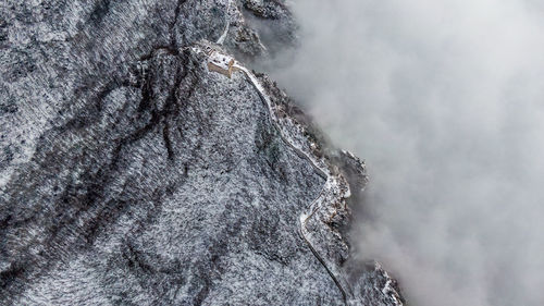 Close-up of snow on rock