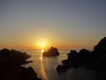 Scenic view of sea against sky during sunset