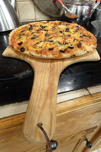 Close-up of pizza on table