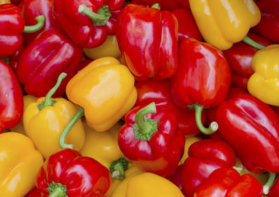 Full frame shot of bell peppers for sale in market