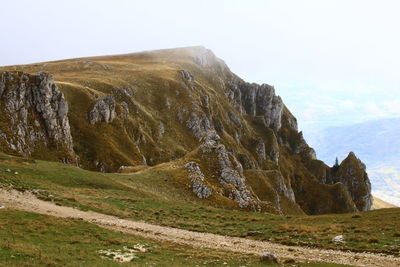 Scenic view of mountains against clear sky