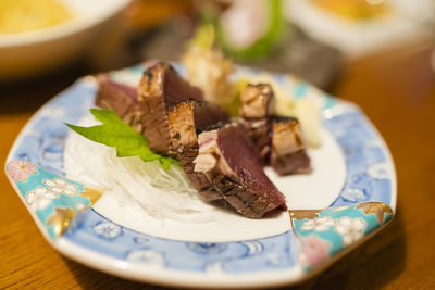 Close-up of meal served in plate