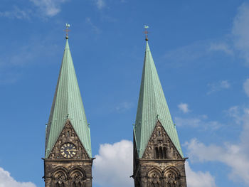 Low angle view of temple building against sky