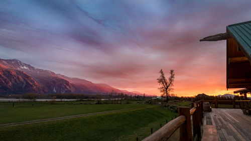 Scenic view of landscape against sky during sunset
