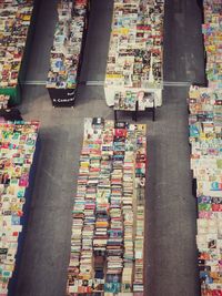 High angle view of various for sale at street market