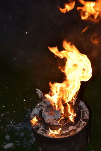 Close-up of bonfire at night