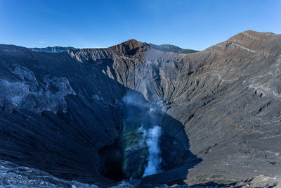 Scenic view of volcanic mountain against sky