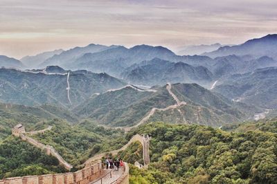 High angle view of mountains against sky