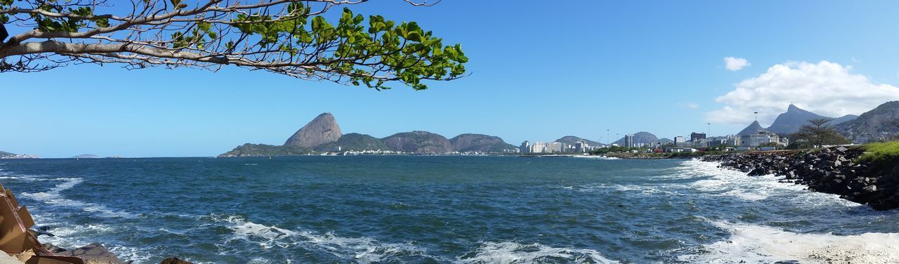 SCENIC VIEW OF SEA AND MOUNTAIN AGAINST SKY