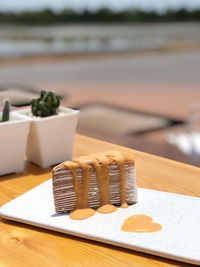 Close-up of food on table