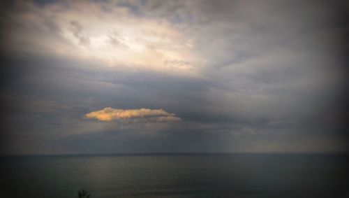 Scenic view of sea against cloudy sky