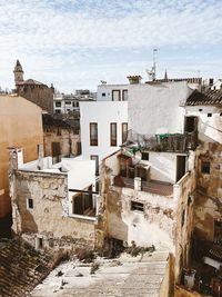 High angle view of residential mediterranean buildings against sky