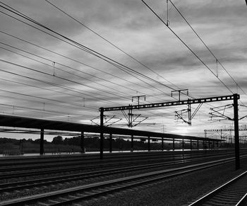 Railroad station platform against sky