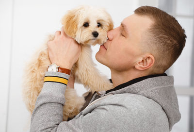 Portrait of woman with dog