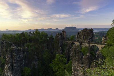 Panoramic view of landscape against sky during sunset