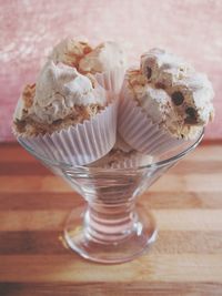 Close-up of cupcakes on table