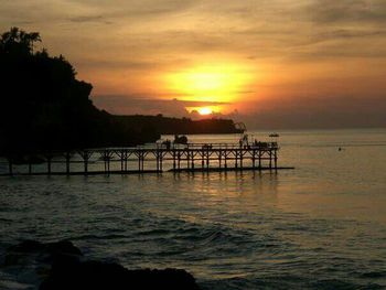 Scenic view of sea at sunset