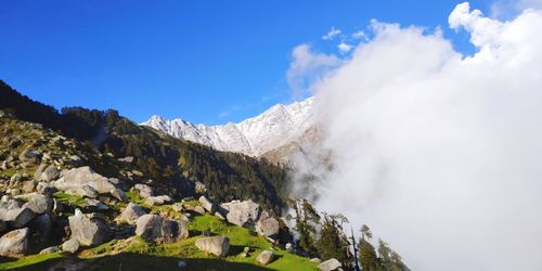 Low angle view of mountains against sky