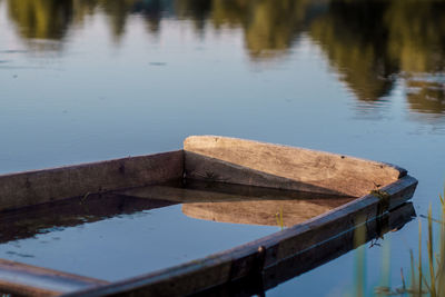 High angle view of wooden pier over lake