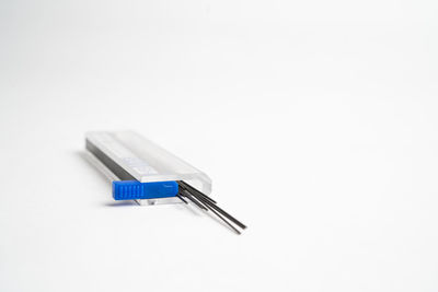 High angle view of pen against white background