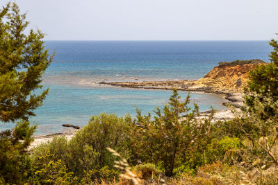 Scenic view of sea against clear sky