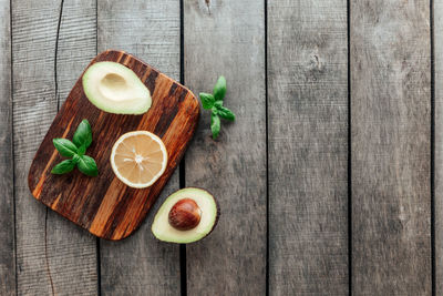 High angle view of fruits on table