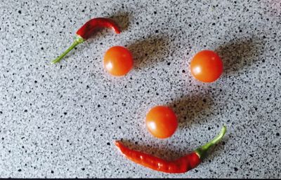 High angle view of tomatoes on plate