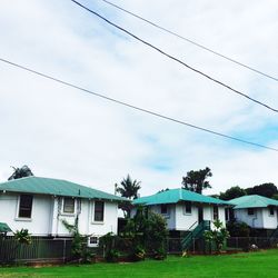 Houses on landscape against sky