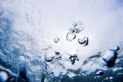 High angle view of bubbles in water