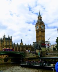 Clock tower at riverbank