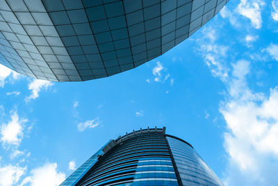 Low angle view of modern building against sky