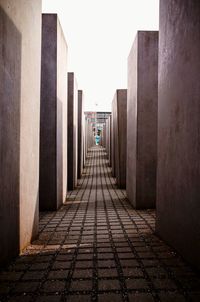 Narrow walkway along walls